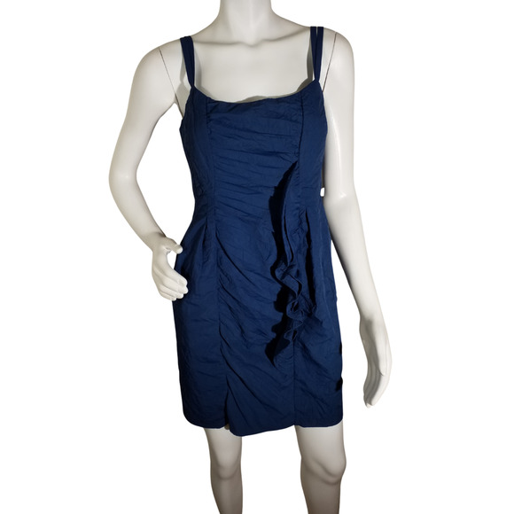 Nanette Lepore Blue Sleeveless Dress Women’s 2 Ruffle Detail Back Zip Lined - Picture 1 of 6